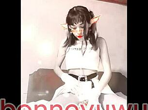 bonneyuwu elf teases stepdad with skimpy lingerie panties and skirt