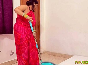 Caught beautiful asian maid bent over for brutal hardcore doggystyle pounding