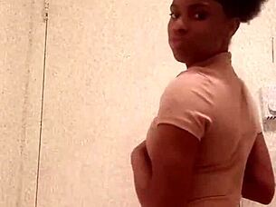 BLACK CHOCOLATE ASS Teases in Bathroom