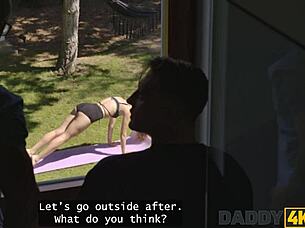 young yogi girl experiences intense sex with mature man's monster cock