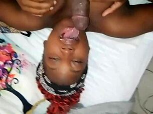 hey girl no teeth eyes open suck that big dick like you mean it till he cums in your mouth