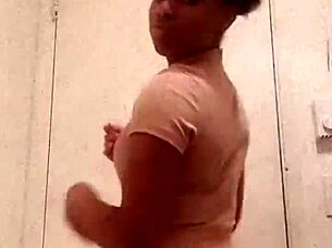 BLACK CHOCOLATE ASS Teases in Bathroom