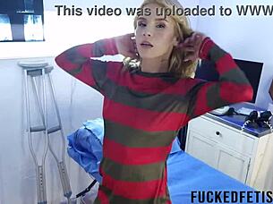 sexy blonde ashlee rose unleashes her halloween tits tease