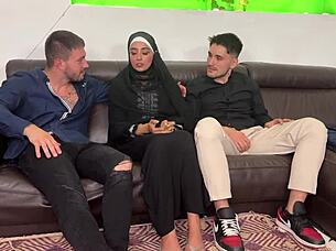 aaliyah yasin takes first double penetration in wild hijab threesome
