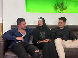 aaliyah yasin takes first double penetration in wild hijab threesome