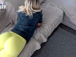 while stepsis chatted i slammed her tight shaved ass creampie