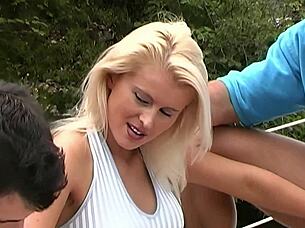 Sandra Russo's boat threesome rocks with double penetration pounding