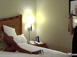 Maxine X and redhead milf pound big asses with huge dildos toys.