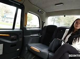 czech taxi babe gives damn good car blowjob handjob