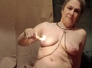 french milf slave auto uro session with candle wax bondage spanking