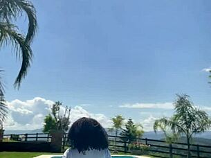 whoa, check out this chubby ebony farting crazy in the pool!