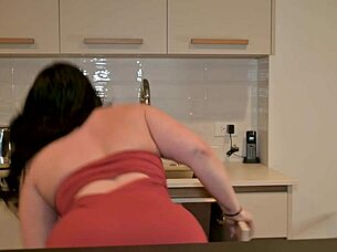 mom's crazy chubby friend mandi may milks young guy's cum on her big tits