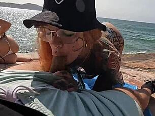 Join the wild beach orgy with these submissive sluts!