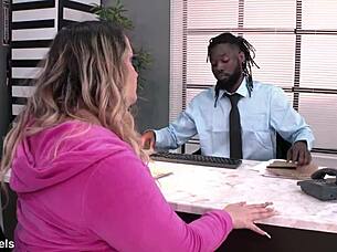 Chubby shoplifter rose lareine bent over for interracial cumshot pounding
