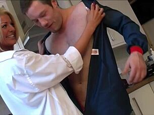 fit blonde milf tia layne spreads juicy cunt wide for handymen's rough pounding