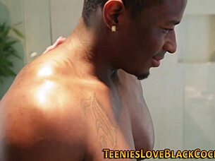 Black stud pounds showering teen with monster cock relentlessly
