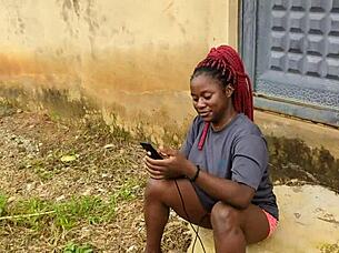 Horny couple swaps nudes then fucks on balcony