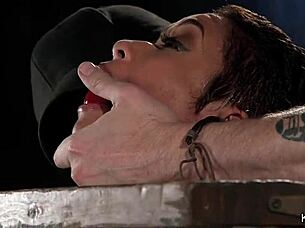 oh man, fingering my small tits ebony slave in this tight device feels so wrong