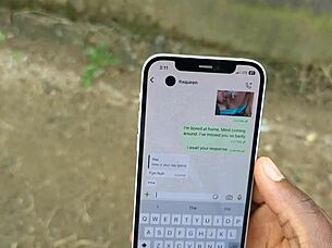 Horny couple swaps nudes then fucks on balcony