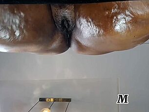 pov mara exotic's creamy hairy ebony milf pussy takes muscular backshots