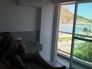Waking tourist with oral and hard pounding