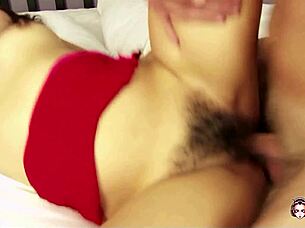 mesmerizing thai beauty's hairy pussy licked then fucked hard