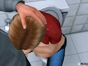 Animated Pregnant Girlfriend Fucked Hard in Bathroom