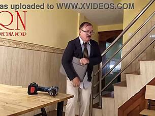 cheating housewife plumber bangs cuckold hubby in kitchen scene 1