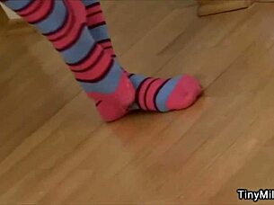 tiny 18+ miley teases pussy in sexy stockings!