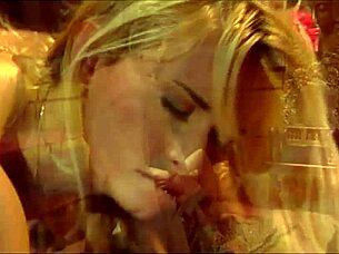 virgin whore vol 1 blonde deepthroats then rides cock doggy to creampie in retro ffm