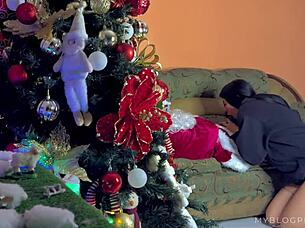 Perverted Santa gifts BBC creampie to eager Latina