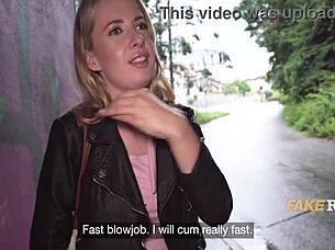 sweet slovakian blonde fucked outdoors for cash in public pickup