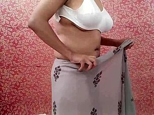 AUNTY GRABS HUGE DICK WHILE HOOKING BRA!