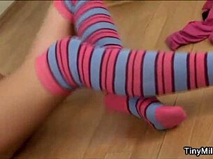 tiny 18+ miley teases pussy in sexy stockings!