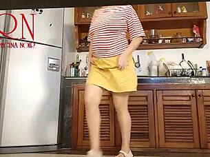 cheating housewife plumber bangs cuckold hubby in kitchen scene 1