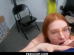 I seduced the mall officer with my ginger teen pussy