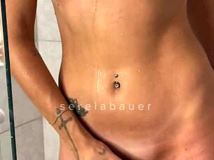 Tall Blue-Eyed Brazilian Blonde Toys Her Tight Pussy for Hubby
