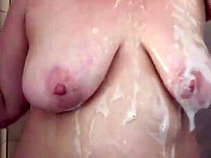 Big Boob Mama Showers, Washes Hair and Shaves Her Curvy Milf Body Naked