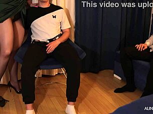 Wife pantyhose fucks cuckold style before husband