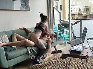 chill sunday on the couch blowing his monster cock then fucking 😍 olivia swallows cum 💦