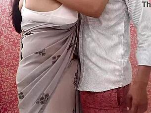 AUNTY GRABS HUGE DICK WHILE HOOKING BRA!