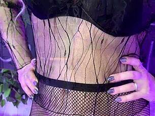nylon fishnets tempt curvy milf dancing at night club