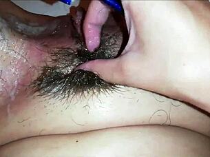 Close-Up Shaving My Extreme Hairy Big Clit Cunt
