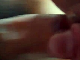 massive cum load drips from gaping ass down to wet milf pussy