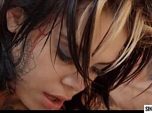 genevieve loves ramon's hot cum on face body inked scene