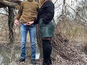 sexy milf grips my cock while peeing outdoors wild 😏🚽