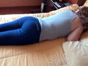 I love watching her caress that big ass in jeans during mutual masturbation
