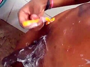 skinny guy shaves watches porn jerks big cock first time