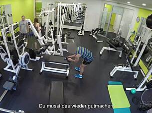 Naive fitness babe skips workout for rich guy's hard cash pounding