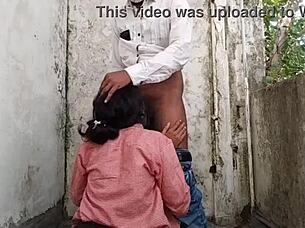 A desi village schoolgirl enjoys outdoor doggystyle pounding in viral MMS.